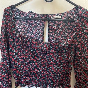 Reformation Ruffled Rose Crop Top